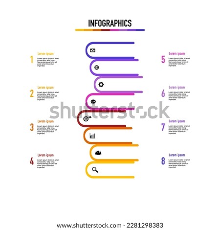Business vector infographic design can be used to form reports, diagrams. education  conceptual design, 8 working steps.