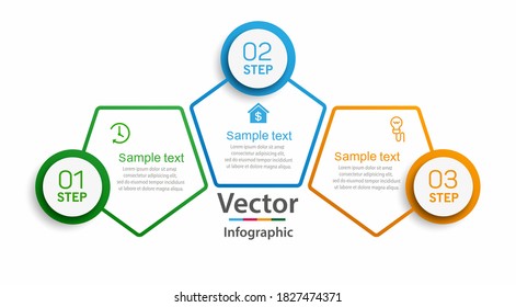 Plantilla de diseño infográfico de vector de negocio con 3 opciones, partes, pasos o procesos. Se puede utilizar para diseño de flujo de trabajo, diagrama, opciones de número, diseño web