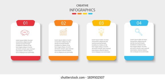 Business vector infographic design template with icons and 4 options or steps. Can be used for process diagram, presentations, workflow layout, banner, flow chart, info graph