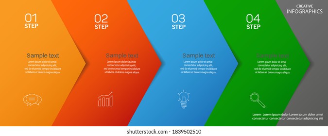 Business vector infographic design template with icons and 4 options or steps. Can be used for process diagram, presentations, workflow layout, banner, flow chart, info graph