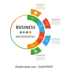 Business vector infographic design template with 4 options, steps or processes. Can be used for workflow layout, diagram, annual report, web design  