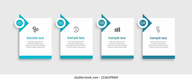 Plantilla de diseño infográfico de vector de negocio con 4 opciones, pasos o procesos. Se puede utilizar para diseño de flujo de trabajo, diagrama, informe anual, diseño web  