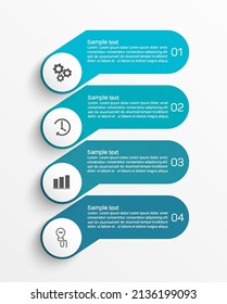 Business vector infographic design template with 4 options, steps or processes. Can be used for workflow layout, diagram, annual report, web design  