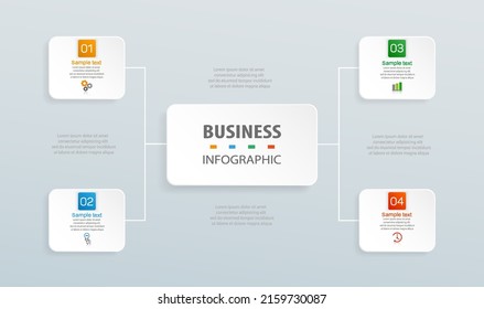 Plantilla de diseño infográfico de vector de negocio con 4 opciones, pasos o procesos. Se puede utilizar para diseño de flujo de trabajo, diagrama, informe anual, diseño web  