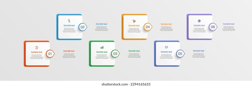 Plantilla de diseño infográfico de vector de negocio con iconos y 6 opciones o pasos. Se puede utilizar para el diagrama de procesos, presentaciones, diseño de flujo de trabajo, banner, diagrama de flujo, gráfico de información