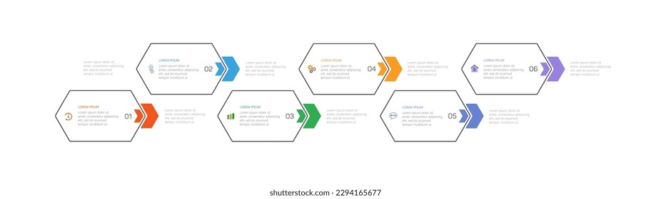 Business vector infographic design template with icons and 6 options or steps. Can be used for process diagram, presentations, workflow layout, banner, flow chart, info graph