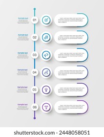 Business vector infographic design template with icons and 6 options or steps. Can be used for process diagram, presentations, workflow layout, banner, flow chart, info graph