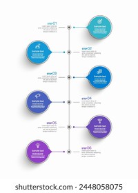 Business Vektorgrafik Infografik Design Vorlage mit Symbolen und 6 Optionen oder Schritte. Kann für Prozessdiagramme, Präsentationen, Workflow-Layout, Banner, Flussdiagramm, Infografik verwendet werden