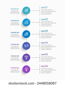 Business vector infographic design template with icons and 6 options or steps. Can be used for process diagram, presentations, workflow layout, banner, flow chart, info graph