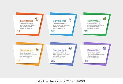 Business vector infographic design template with icons and 6 options or steps. Can be used for process diagram, presentations, workflow layout, banner, flow chart, info graph