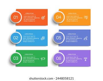 Plantilla de diseño de infografía de Vector de negocios con íconos y 6 opciones o pasos. Se puede utilizar para el diagrama de proceso, presentaciones, diseño de flujo de trabajo, Anuncio, diagrama de flujo, infografía