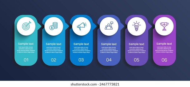 Business vector infographic design template with icons and 6 options or steps. Can be used for process diagram, presentations, workflow layout, banner, flow chart, info graph