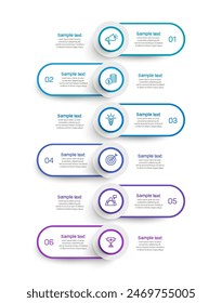 Business vector infographic design template with icons and 6 options or steps. Can be used for process diagram, presentations, workflow layout, banner, flow chart, info graph