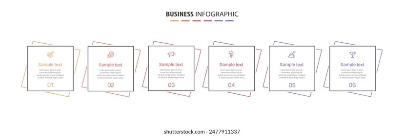 Plantilla de diseño de infografía de Vector de negocios con íconos y 6 opciones o pasos. Se puede utilizar para el diagrama de proceso, presentaciones, diseño de flujo de trabajo, Anuncio, diagrama de flujo, infografía