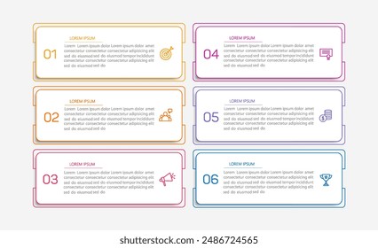 Plantilla de diseño de infografía de Vector de negocios con íconos y 6 opciones o pasos. Se puede utilizar para el diagrama de proceso, presentaciones, diseño de flujo de trabajo, Anuncio, diagrama de flujo, infografía