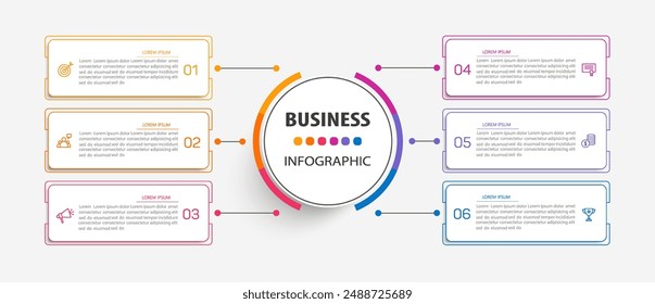 Business vector infographic design template with icons and 6 options or steps