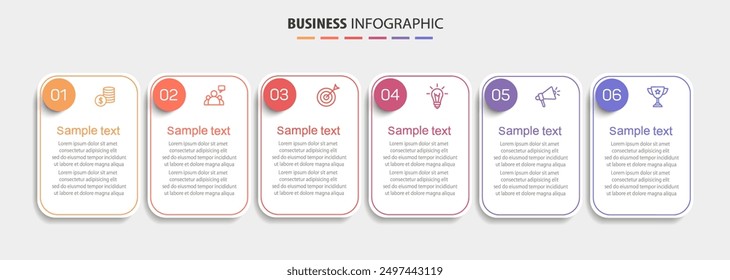 Business vector infographic design template with 6 options or steps