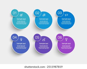 Plantilla de diseño de infografía de Vector de negocios con iconos y 6 opciones o pasos. Puede ser utilizado para el diagrama de proceso, presentaciones, diseño de flujo de trabajo, Anuncio, diagrama de flujo, gráfico de información