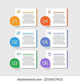 Geschäftsvektor Infografik Design-Vorlage mit Symbolen und 6 Optionen oder Schritte. Kann für Prozessdiagramm, Präsentationen, Workflow-Layout, Banner, Flussdiagramm, Infografik verwendet werden