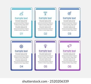 Business vector infographic design template with icons and 6 options or steps. Can be used for process diagram, presentations, workflow layout, banner, flow chart, info graph