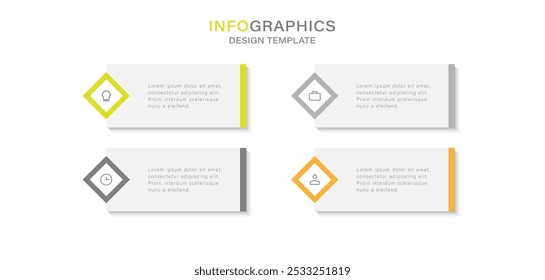 Business vector infographic design template with icons and 4 options or steps. Can be used for process diagram, presentations, workflow layout, banner, flow chart, info graph