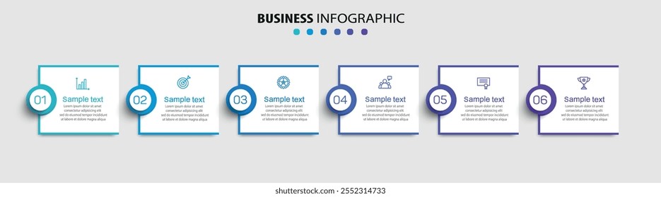 Business vector infographic design template with icons and 6 options or steps