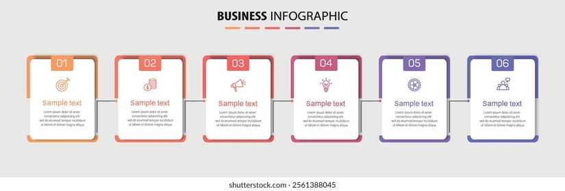 Business vector infographic design template with icons and 6 options or steps