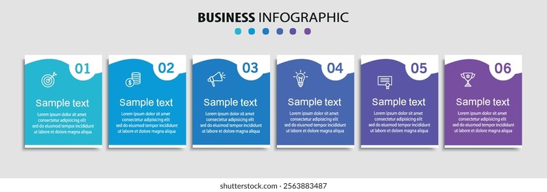 Business vector infographic design template with icons and 6 options or steps