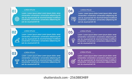 Business vector infographic design template with icons and 6 options or steps