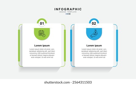 Business vector infographic design template with icons and 2 options or steps.