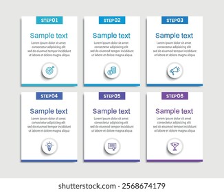 Business vector infographic design template with icons and 6 options or steps