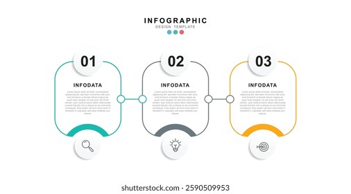  Business vector infographic design template with icons and 3 options or steps.