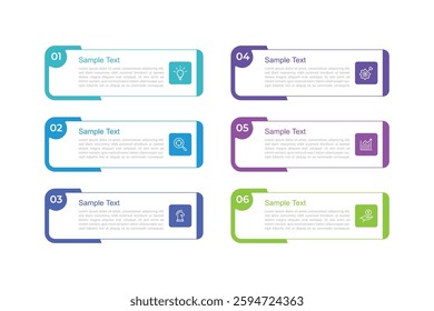 Business vector infographic design template with icons and 6 options or steps. Can be used for process diagram, presentations, workflow layout, banner, flow chart, info graph