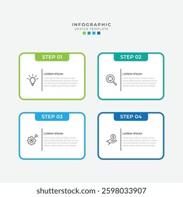 Business vector infographic design template with icons and 4 options or steps. Can be used for process diagram, presentations, workflow layout, banner, flow chart, info graph