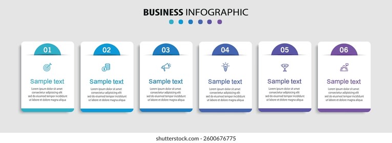 Business vector infographic design template with icons and 6 options or steps	