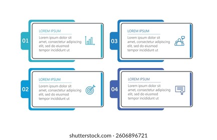 Business vector infographic design template with icons and 4 options or steps. Can be used for process diagram, presentations, workflow layout, banner, flow chart, info graph