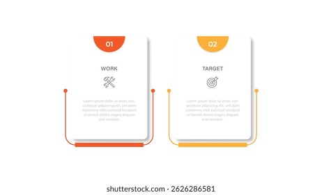 Plantilla de diseño de infografía de Vector de negocios con iconos y 2 opciones o pasos. Puede ser utilizado para el diagrama de proceso, presentaciones, diseño de flujo de trabajo, diagrama de flujo, gráfico de información