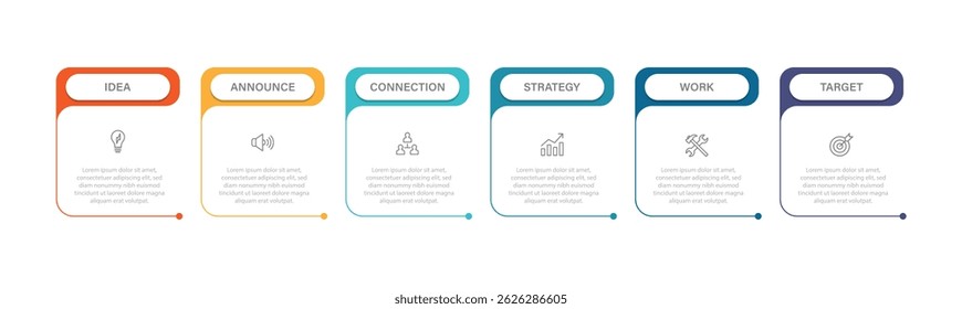 Plantilla de diseño de infografía de Vector de negocios con iconos y 6 opciones o pasos. Puede ser utilizado para el diagrama de proceso, presentaciones, diseño de flujo de trabajo, diagrama de flujo, gráfico de información
