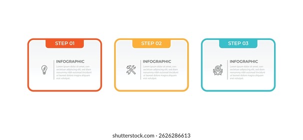 Business vector infographic design template with icons and 3 options or steps. Can be used for process diagram, presentations, workflow layout, banner, flow chart, info graph