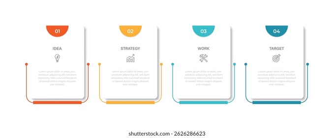 Business vector infographic design template with icons and 4 options or steps. Can be used for process diagram, presentations, workflow layout, flow chart, info graph