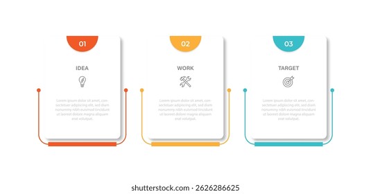 Business vector infographic design template with icons and 3 options or steps. Can be used for process diagram, presentations, workflow layout, flow chart, info graph