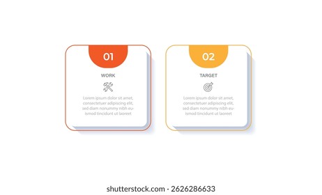 Business vector infographic design template with icons and 2 options or steps. Can be used for process diagram, presentations, workflow layout, flow chart, info graph