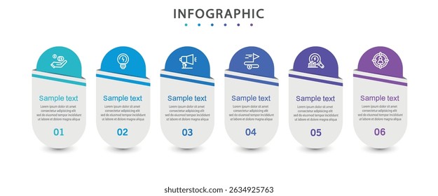 Business vector infographic design template with icons and 6 options or steps