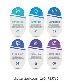 Business vector infographic design template with icons and 6 options or steps