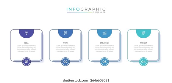 Business vector infographic design template with icons and 4 options or steps. Can be used for process diagram, presentations, workflow layout, flow chart, info graph