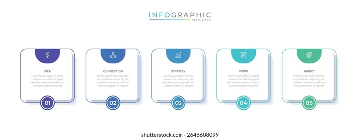 Plantilla de diseño de infografía de Vector de negocios con iconos y 5 opciones o pasos. Puede ser utilizado para el diagrama de proceso, presentaciones, diseño de flujo de trabajo, diagrama de flujo, gráfico de información