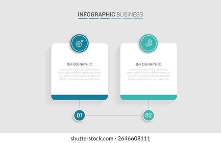 Plantilla de diseño de infografía de Vector de negocios con iconos y 2 opciones o pasos. Puede ser utilizado para el diagrama de proceso, presentaciones, diseño de flujo de trabajo, diagrama de flujo, gráfico de información