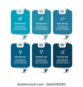 Plantilla de diseño de infografía de Vector de negocios con iconos y 6 opciones o pasos