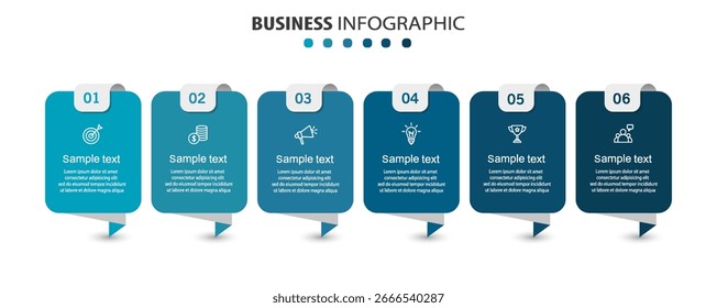 Plantilla de diseño de infografía de Vector de negocios con iconos y 6 opciones o pasos