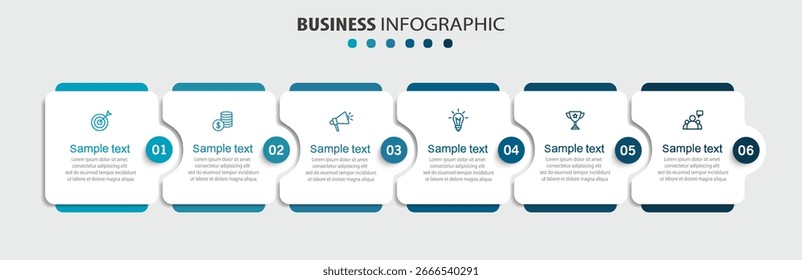 Business vector infographic design template with icons and 6 options or steps